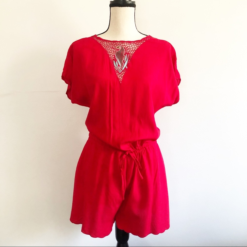 Vintage Romper with Seahorse Crochet Décolletage